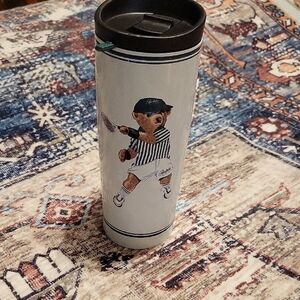 Ralph Lauren Home Tennis Bear Travel Mug - Black and White